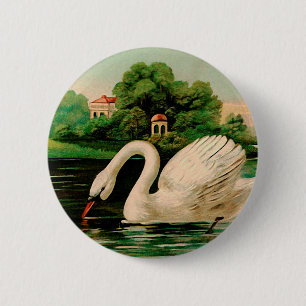  zwaan in het meer ronde button 5,7 cm