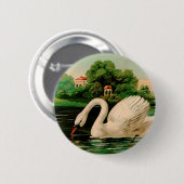  zwaan in het meer ronde button 5,7 cm (Voorkant /achterkant)