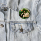  zwaan in het meer ronde button 5,7 cm (In situ)