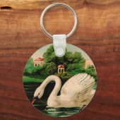  zwaan in het meer sleutelhanger (Voorkant)