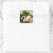 zwaan in het meer vierkante sticker (Tas)