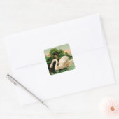 zwaan in het meer vierkante sticker (Envelop)