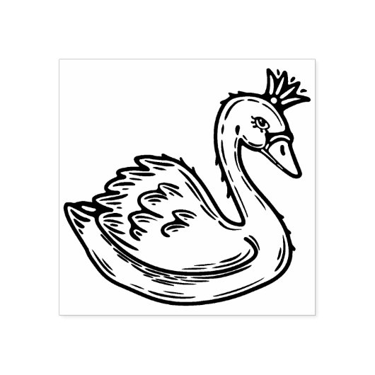 Zwaan in kroon rubberstempel (Afrduk)