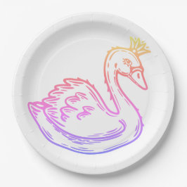 Zwaan in kroon, voor prinses papieren bordje