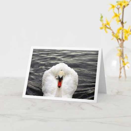 Zwaan in Lake Portrait Kaart (Gele Bloem)