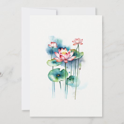 Zwaan In Liefde Waterverf Lotus Vijver QR Code Bru Kaart (Achterkant)