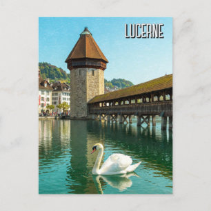 Zwaan in Luzern Zwitserland Reizen Briefkaart