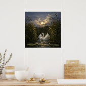 Zwaan in maanlicht poster (Keuken)