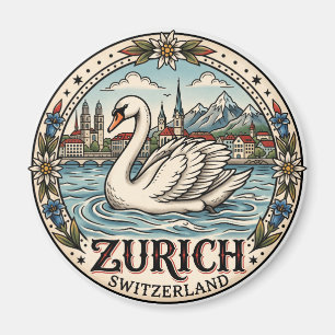Zwaan in Zürich Zwitserland Magneet