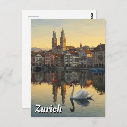 Zwaan in Zürich Zwitserland Reizen Briefkaart (Voorkant / Achterkant)