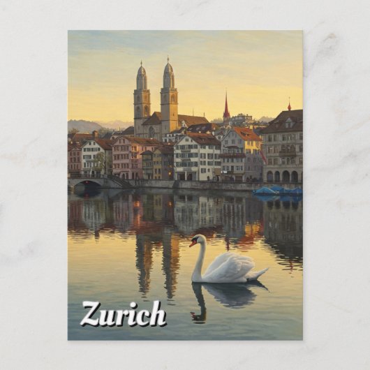 Zwaan in Zürich Zwitserland Reizen Briefkaart (Voorkant)