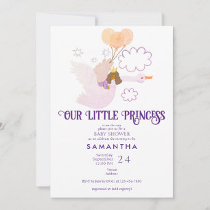 Zwaan Kleine Prinses Sprookje Meisje Baby shower Kaart