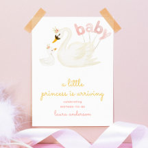 Zwaan Kleine Prinses Waterverf Roze Baby shower