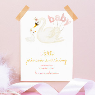 Zwaan Kleine Prinses Waterverf Roze Baby shower Poster