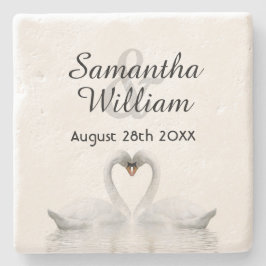 Zwaan koppelliefde witte bruiloft stenen onderzetter