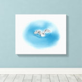 Zwaan Landing In Water Canvas Kunst (Insitu (Houten vloer))
