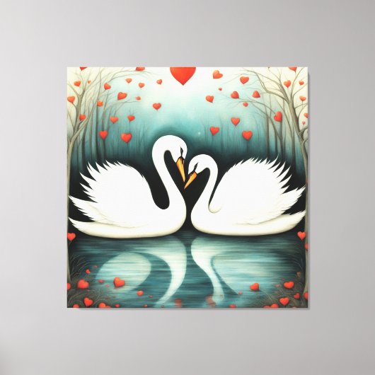 Zwaan Liefde 2 Canvas Afdruk (Voorkant)