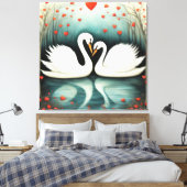 Zwaan Liefde 2 Canvas Afdruk (Insitu (Slaapkamer))