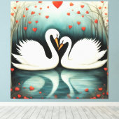 Zwaan Liefde 2 Canvas Afdruk (Insitu (Houten vloer))
