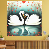 Zwaan Liefde 2 Canvas Afdruk (Insitu (Woonkamer))
