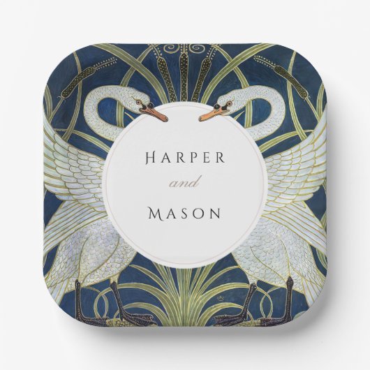  zwaan liefde bruiloft papieren bordje (Voorkant)