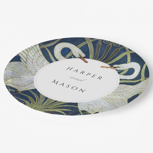 zwaan liefde bruiloft papieren bordje (Gekanteld)