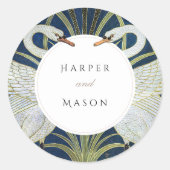  zwaan liefde bruiloft ronde sticker (Voorkant)