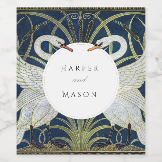 zwaan liefde bruiloft wijn etiket (Enkel label)