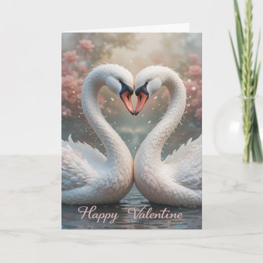 Zwaan Liefde Valentijn Elegante Romantische Vogel  Feestdagen Kaart (Voorkant)