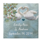 Zwaan Liefdesvogel Bruiloft 9e Bruiloftjubileum Tegeltje (Voorkant)