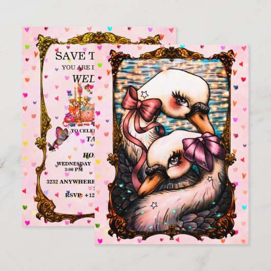 Zwaan liefhebbers save the date (Voorkant / Achterkant)