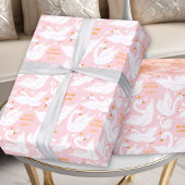 Zwaan Meisje Verjaardag Naam Roze Wrapping Papier
