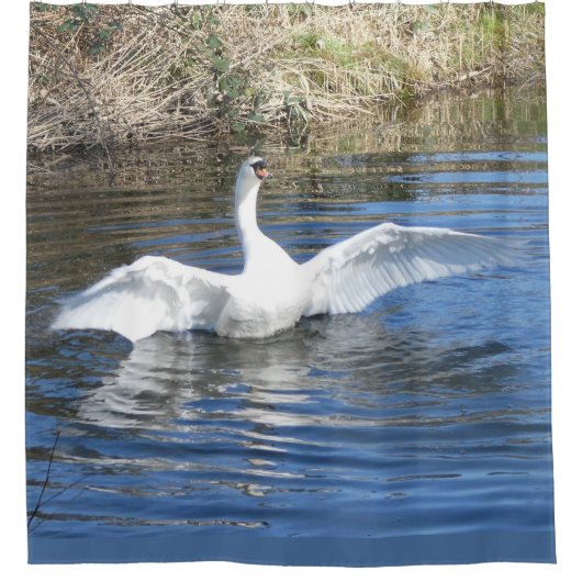 Zwaan met gespreide vleugels Douchegordijn (Voorkant)