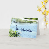 Zwaan met jongen op rivier kaart (Gele Bloem)