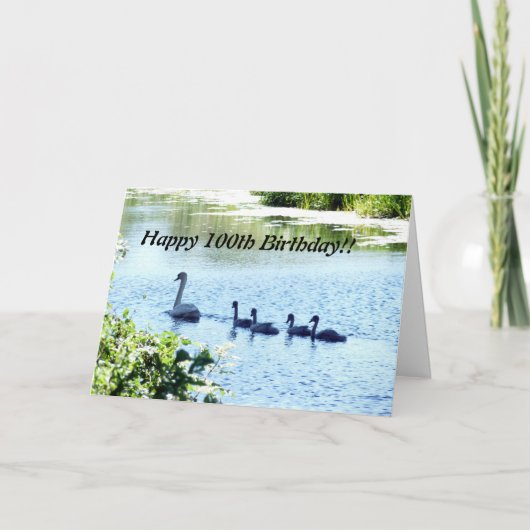 Zwaan met jongen op rivier kaart (Voorkant)