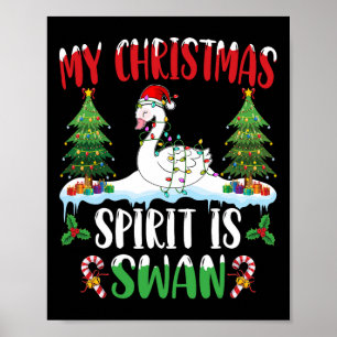 Zwaan met kerstmuts - Kerstmis geest is Poster