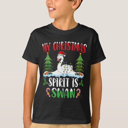 Zwaan met kerstmuts - Kerstmis geest is T-shirt (Voorkant)