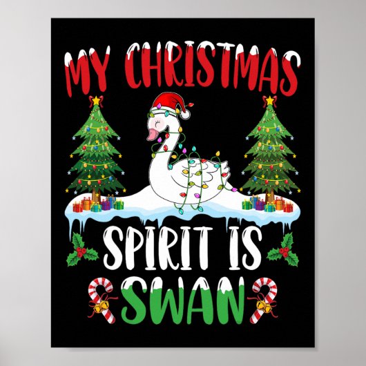 Zwaan met kerstmuts Kerstmis - Kerstgeest Is Poster (Voorkant)