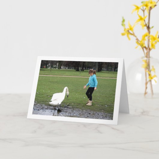 Zwaan met Kind Kaart (Gele Bloem)