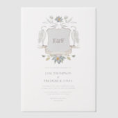Zwaan Monogram Crest Waterfront Meer Bruiloft Vellum Uitnodigingen (Voorkant)