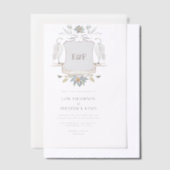 Zwaan Monogram Crest Waterfront Meer Bruiloft Vellum Uitnodigingen (Offset)