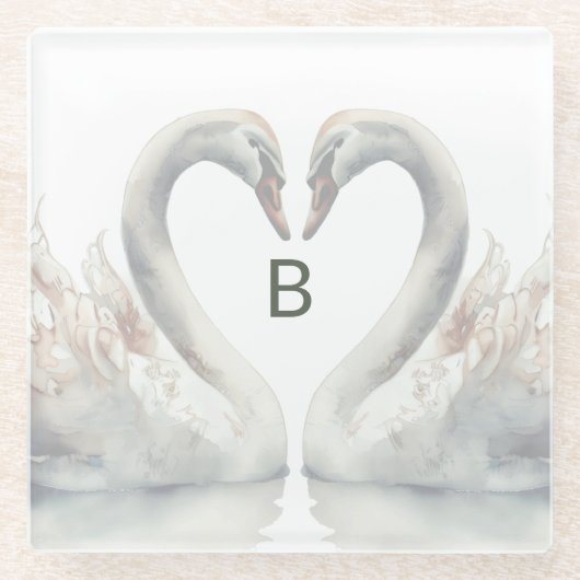 Zwaan Monogram Glazen Onderzetter (Voorkant)