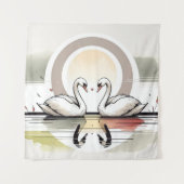 Zwaan omhelzen in de schemering wandkleed (Voorkant)