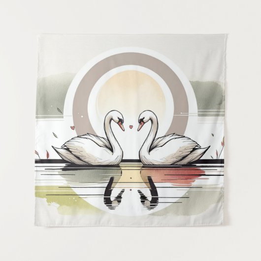 Zwaan omhelzen in de schemering wandkleed (Voorkant)