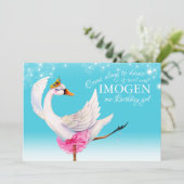 Zwaan op het meer ballet 2e verjaardag aqua uitnod kaart (Staand voorkant)