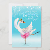 Zwaan op het meer ballet 3e verjaardag aqua uitnod kaart (Voorkant)