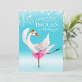 Zwaan op het meer ballet 3e verjaardag aqua uitnod kaart (Staand voorkant)