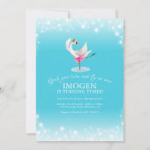 Zwaan op het meer ballet 3e verjaardag aqua uitnod kaart (Achterkant)