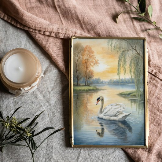 Zwaan op het meer poster