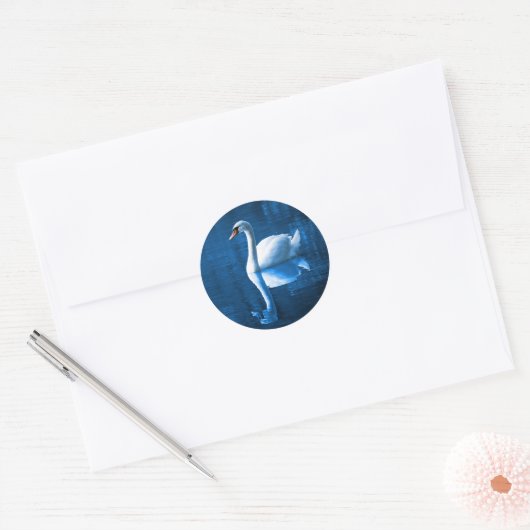 Zwaan op meer ronde sticker (Envelop)